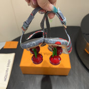 LV HIGH SLINGBACK LOGO AND CHERRY PRINT 25S 55MM IN GREY DENIM