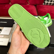 TRAINERS IN LIGHT GREEN SHINY CALFSKIN