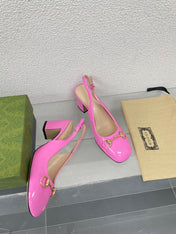 GG WOMEN'S HORSEBIT SLINGBACK 75MM IN FUSICA PINK CALFSKIN