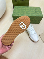 GG INTERLOCKING G SNEAKER WHITE BEIGE CALFSKIN AND FABRIC