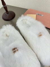 WHITE RABBIT FUR MULES