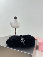 SHEARLING BALLET FLAT BLACK WITH SUEDE STRAP