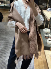 FF SCARF 180 CM IN MEDIUM BROWN MONOGRAM WOOL AND CASHMERE 411831