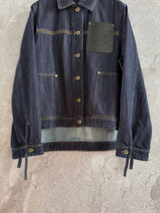 Loewe Pocket Leather Jacket Dark Blue Denim Cotton