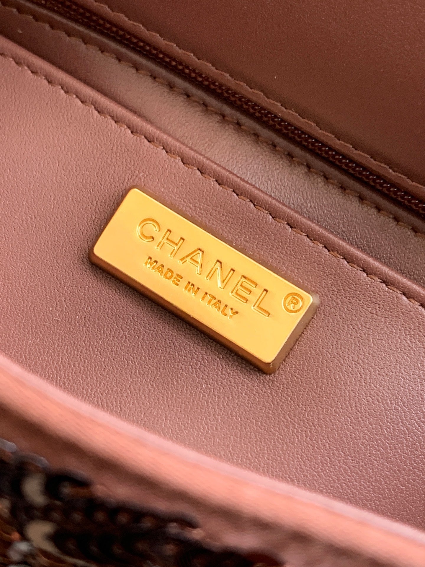 CHANEL 26S FLORAL SEQUIN CLASSIC FLAP 21 IN BROWN BRONZE SEQUIN GOLD HARDWARE