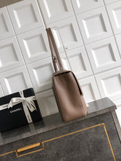CHANEL 26S SOUPLISSIMO MAXI FLAP 39 IN BROWN GRAINED CALFSKIN SILVER HARDWARE