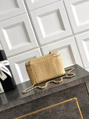 CHANEL 26S VANITY CASE 17 IN BEIGE WOVEN RAFFIA GOLD HARDWARE