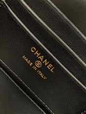 CHANEL 26S VANITY CASE 17 IN BLACK WOVEN RAFFIA GOLD HARDWARE
