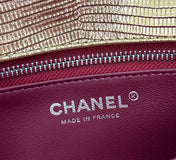 CHANEL 26S FLAP BAG 22 IN METALLIC GOLD LIZARD-EMBOSSED LEATHER