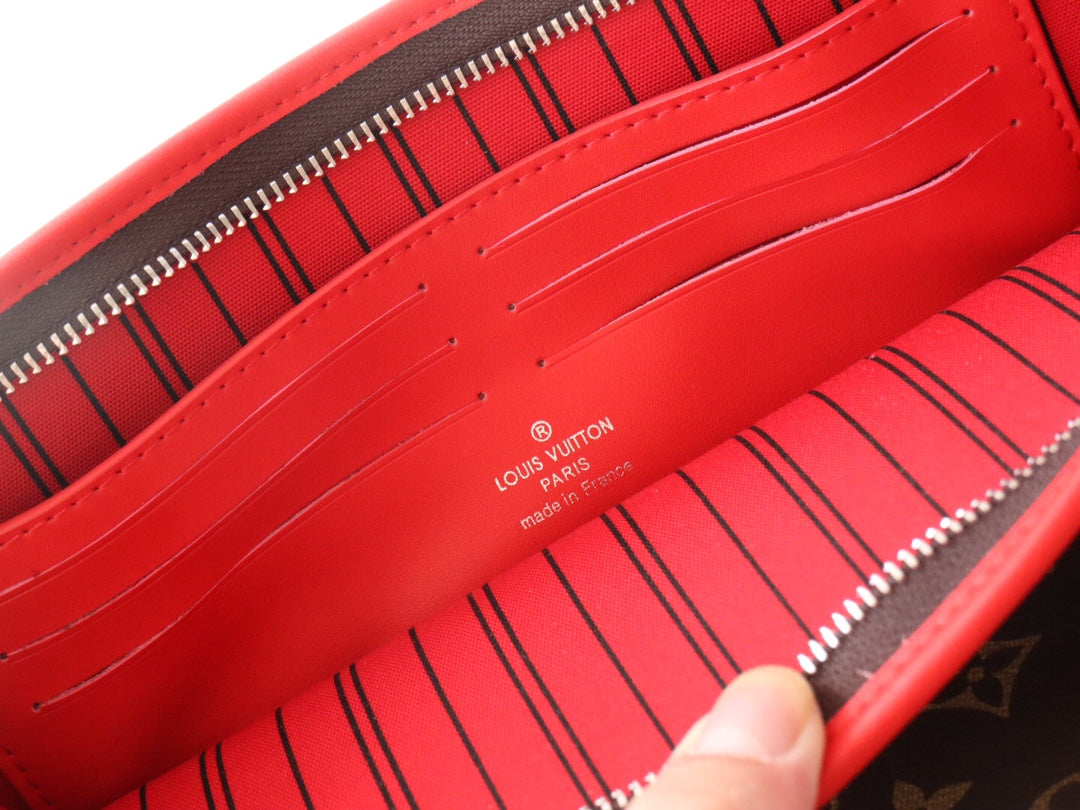 LV 25S POCHETTE VOYAGE 26 IN SARI RED MONOGRAM MACASSAR COATED CANVAS