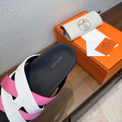 HM 26S KAZIMIR SANDAL IN WHITE CALFSKIN AND DARK PINK FABRIC
