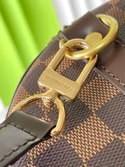 SPEEDY BANDOLIÈRE 30 IN DARK BROWN DAMIER EBENE CANVAS GOLD LOCK