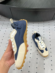 TRAIL SNEAKER IN IVORY TAN MIX SPACE BLUE SUEDE