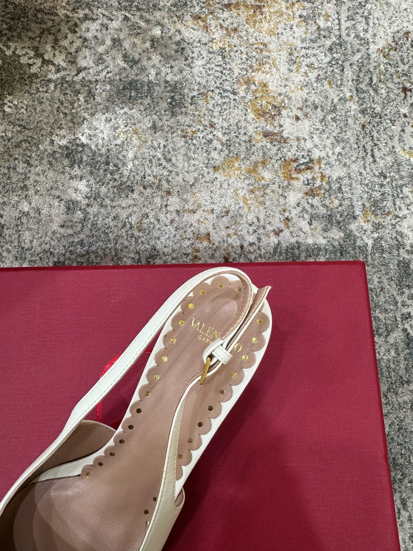 VALENTINO 26S BOW SLINGBACKS 75 MM IN WHITE AND BROWN CALFSKIN