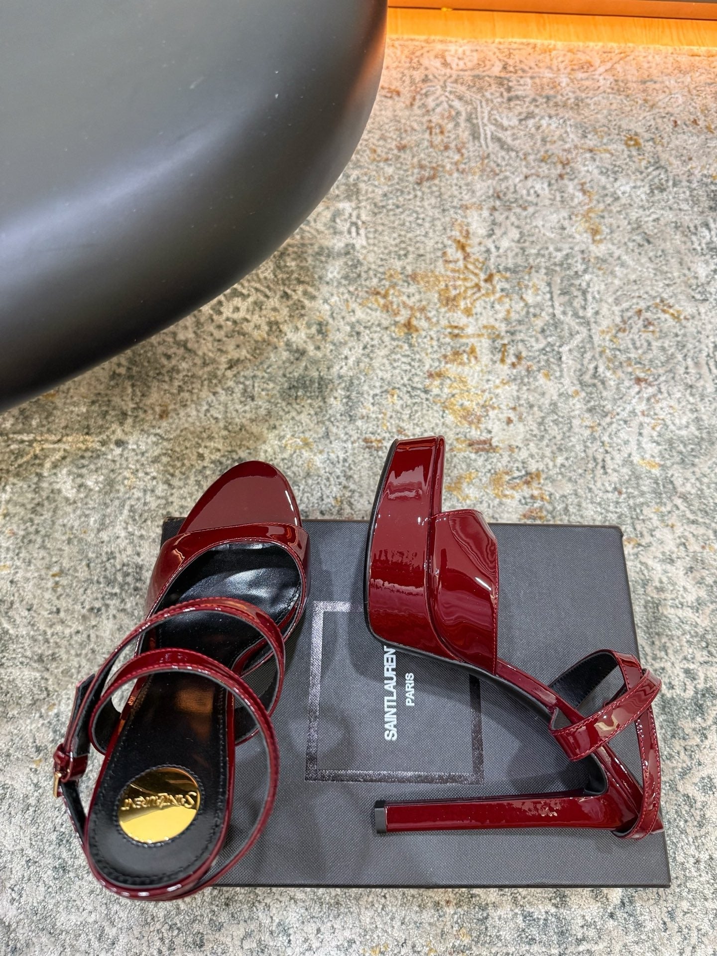 YSL 26S HIGH-HEEL SANDALS 130 MM IN DARK RED GLOSSY CALFSKIN