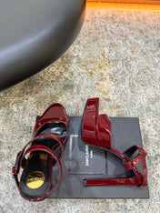 YSL 26S HIGH-HEEL SANDALS 130 MM IN DARK RED GLOSSY CALFSKIN