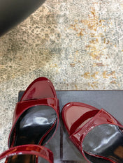 YSL 26S HIGH-HEEL SANDALS 130 MM IN DARK RED GLOSSY CALFSKIN