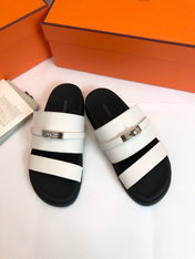 GABRIEL SANDAL MULE IN WHITE CALFSKIN