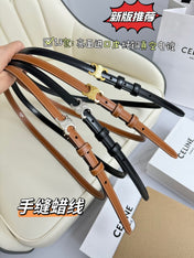MINI TRIOMPHE BELT 13 MM BRONZE BROWN LEATHER SILVER HARDWARE