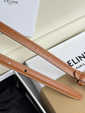MINI TRIOMPHE BELT 13 MM BRONZE BROWN LEATHER SILVER HARDWARE