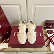 GUCCI 26S SNEAKER IN CREAM WHITE SUEDE AND CANVAS