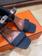 GLAMOUR 75 SANDAL DENIM CALFSKIN