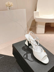 HIGH HEELS SANDAL IN WHITE LAMBSKIN
