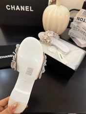 FLAT MULE 15 MM IN PALE GRAY CALFSKIN