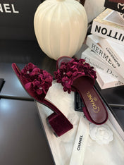MID HEEL 45 MM MULE IN PLUM PURPLE VELVET
