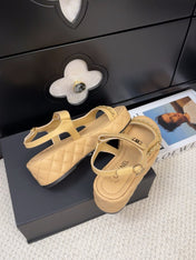 THICK-SOLED SANDALS 55 MM IN SAND YELLOW CALFSKIN