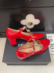 MARY JANE SHOES IN RUBY RED PATENT CALFSKIN 55 MM