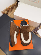 HM 25S MULE IN DARK BROWN SUEDE MIX SHEARLING