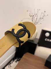 CHANEL 26S WEDGE SANDALS 95 MM IN PASTEL YELLOW CALFSKIN