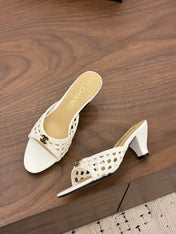 CHANEL 26S HIGH HEELS SANDALS 60 MM IN WHITE WOVEN LAMBSKIN