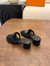 HM 26S OASIS SANDAL IN BLACK SUEDE WITH CRYSTALS
