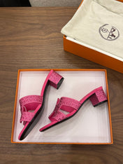 HM 26S OASIS SANDAL IN HOT PINK SUEDE WITH CRYSTALS