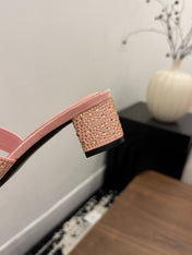 HM 26S OASIS SANDAL IN LIGHT PINK SUEDE WITH CRYSTALS