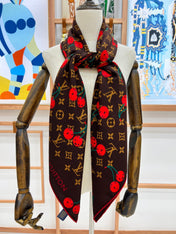 LV SCARF 135 CM IN WOOL MIX SILK 735873