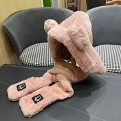 PLUSH WARM HAT IN TUSCAN BEIGE RABBIT FUR WITH FOX EARS 439585