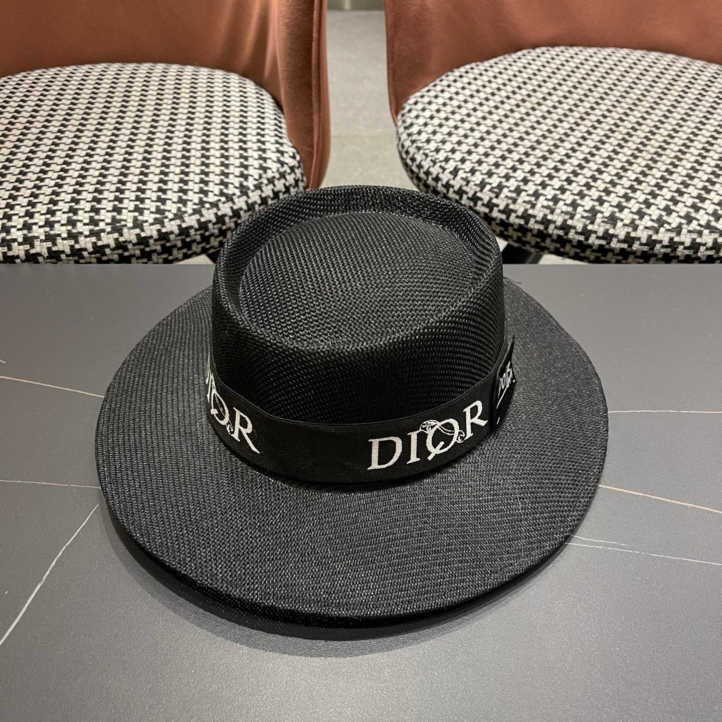 DIOR 26S LOGO STRAW BOATER HAT STYLE 22