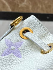 NANO NOÉ 16 IN WHITE PURPLE MONOGRAM EMBOSSED CALFSKIN
