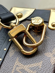 PETITE VALISE 22 IN BROWN MONOGRAM REVERSE CANVAS AND BLACK CALFSKIN TRIM GOLD HARDWARE