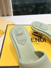 FF Baguette Slides Women 45 Nappa Leather Green