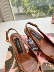 DG 70MM FOOTWEAR – BLUSH IN BROWN CALFSKIN SLINGBACK