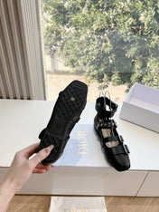 PUNK BALLET FLAT IN BLACK CALFSKIN