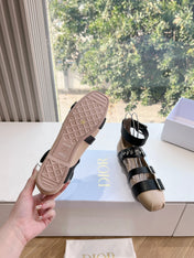 PUNK BALLET FLAT IN BLACK MIX CAMEL BEIGE CALFSKIN