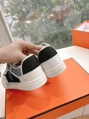 GET SNEAKER IN BLACK MIX LIGHT BLUE CANVAS AND CALFSKIN