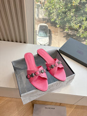 CAGOLE FLAT MULES IN FRENCH PINK CALFSKIN