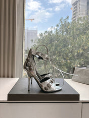 CAGOLE HIGH-HEEL SANDALS IN SILVER METALLIC LAMBSKIN