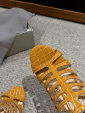 HIGH SANDAL 10 CM IN TIGER ORANGE CALFSKIN